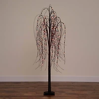 6ft. Orange & Purple LED Pre-Lit Halloween Black Willow Artificial Fall Tree