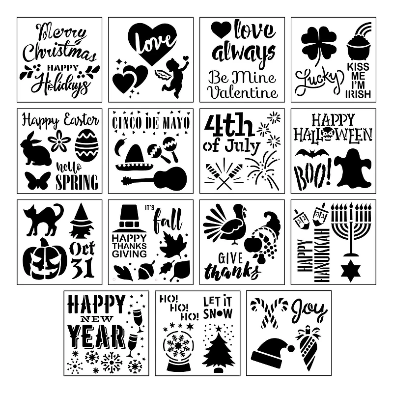 6 Pack: Holidays Stencils by Craft Smart®, 12" x 12"