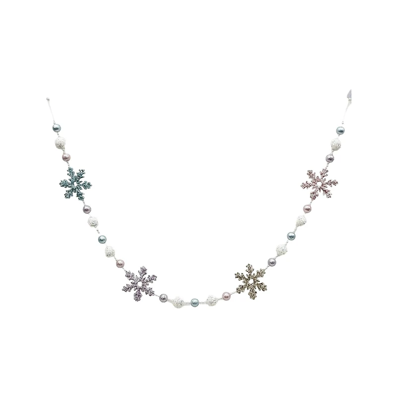 6ft. Blue & Pink Bead & Metallic Snowflake Garland by Ashland®