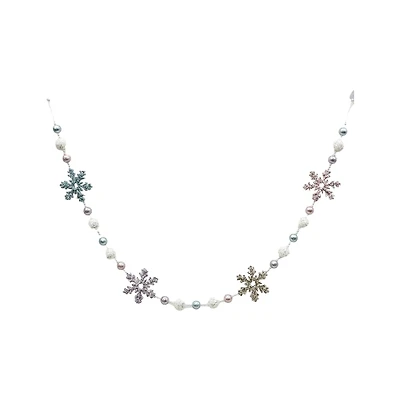 6ft. Blue & Pink Bead & Metallic Snowflake Garland by Ashland®