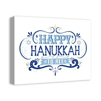 Happy Hanukkah Retro 16x20 Canvas Wall Art