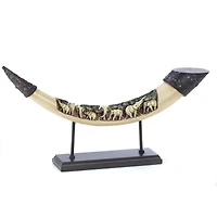 Lucky Elephants Tusk Sculpture 16.5" x 2.75" x 8"
