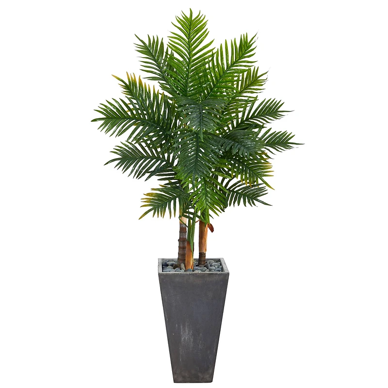 5.5ft. Real Touch Areca Palm Tree in Cement Planter