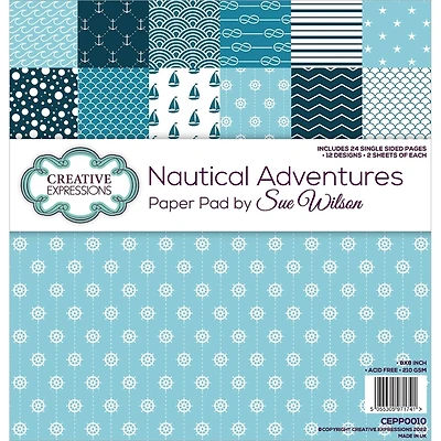Creative Expressions Single-Sided Paper Pad 8" x 8" 24 ct. Nautical Adventure By Sue Wilson