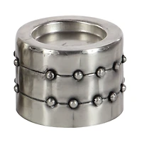 Silver Metal Industrial Candle Holder Set