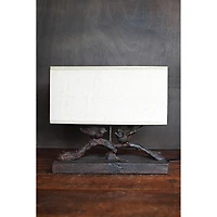 Hello Honey® 12.2" Rustic Birds-On-Branch Lamp with Rectangle Flax Shade