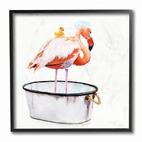 Stupell Industries Flamingo Bath Time Charming Bubble Detail,12" x 12"
