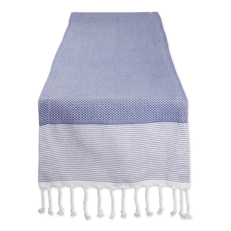 DII® 108" French Blue Bordered Dobby Table Runner
