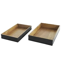 Brown Mango Wood Handmade Tray Set with Black Groove Exterior