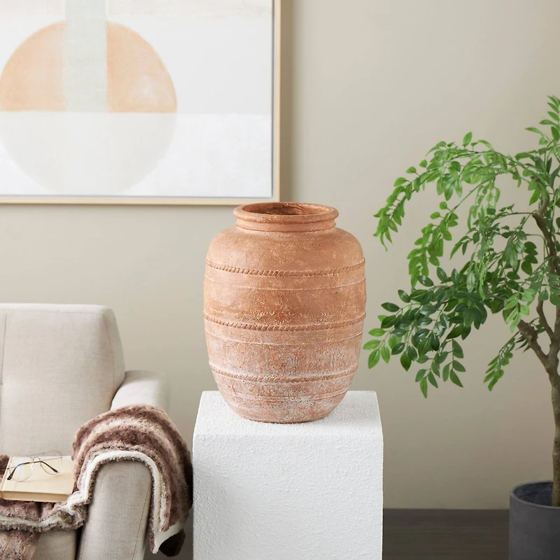 18" Brown Magnesium Oxide Mediterranean Inspired Vase