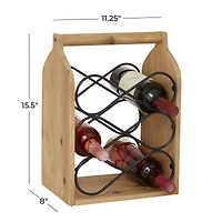 15" Brown Wood Rustic Wine Holder