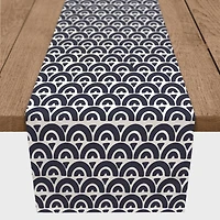 Navy Wavy Arch 16" x 72" Cotton Twill Runner