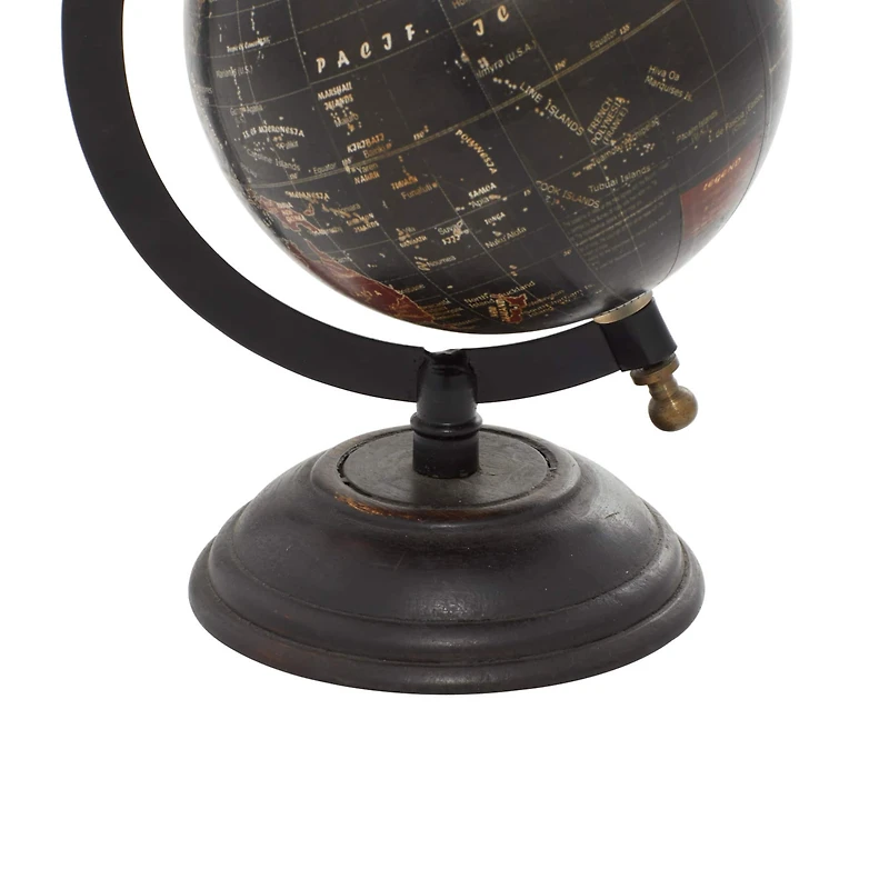 9" Rustic Black Metal, Wood & Plastic Globe