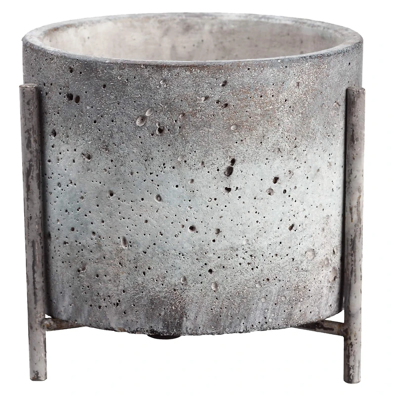 6 Pack: 5.7" Gray Textured Cement Planter with Stand