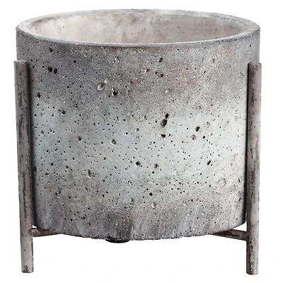 6 Pack: 5.7" Gray Textured Cement Planter with Stand