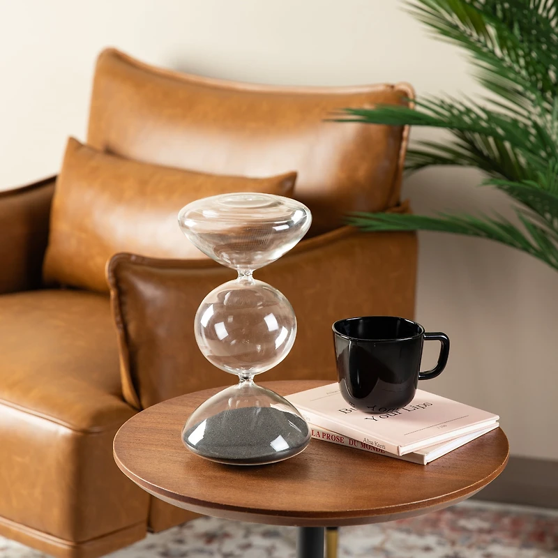 Glitzhome® 10.25" Modern Tri-Layer Hourglass with Black Sand