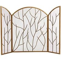 Gold Metal Tree Arched 3-Panel Fireplace Screen