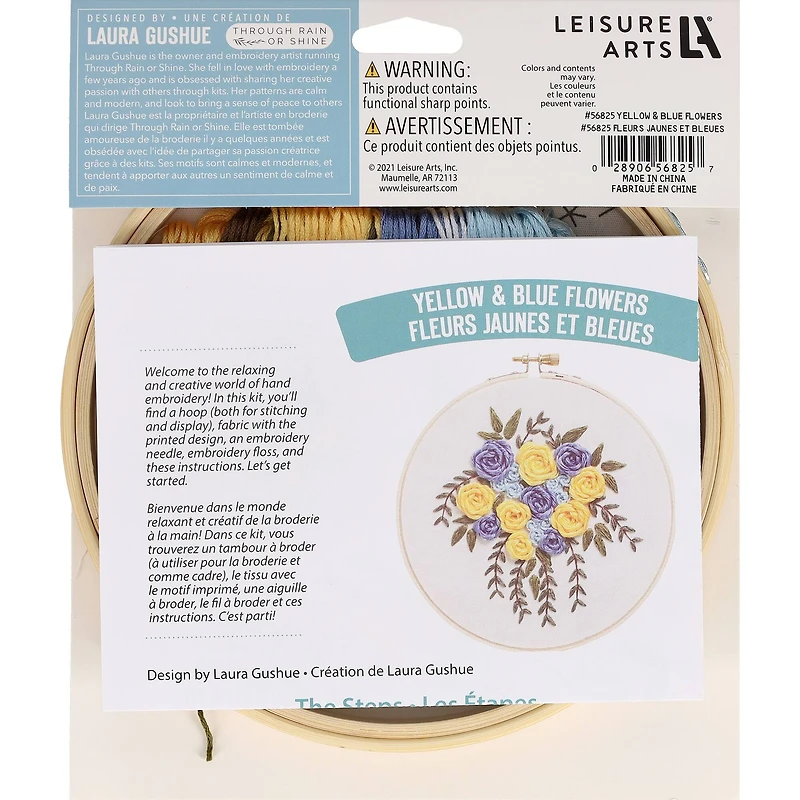 Leisure Arts® 6" Yellow & Blue Flowers Embroidery Kit