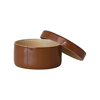 Hello Honey® 6.25" Caramel Brown Round Lacquered Bamboo Container with Lid
