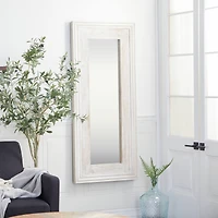59" White Farmhouse Wood Wall Mirror