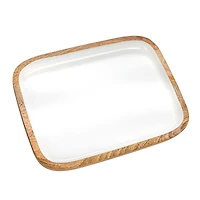 Hello Honey® 16" White Enameled Mango Wood Tray
