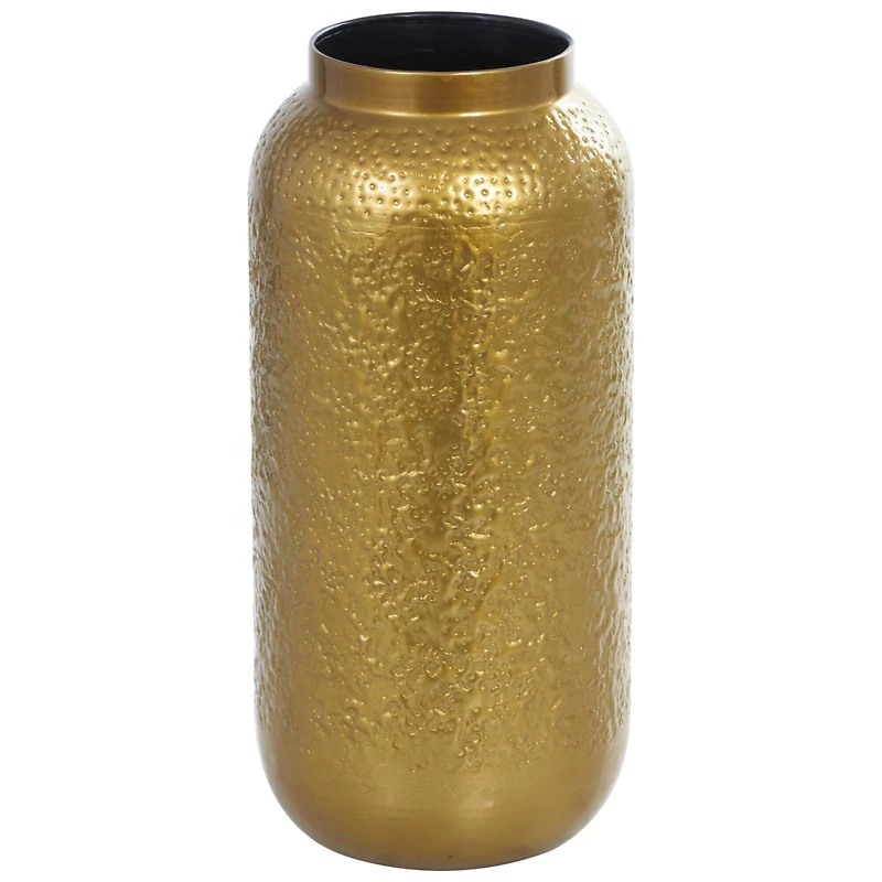 Gold Metal Textured Hammered Vase
