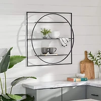 Black Metal Contemporary Wall Shelf, 32" x 32" x 5"