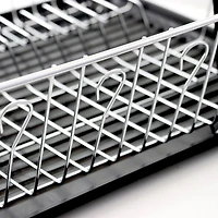 MegaChef 16" Chrome-Plated Black Plastic Countertop Drying Dish Rack