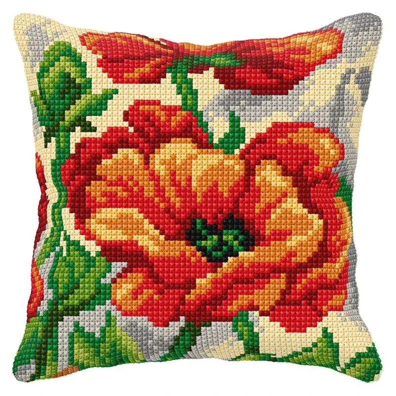 Orchidea Cushion Cross Stitch Kit Poppy