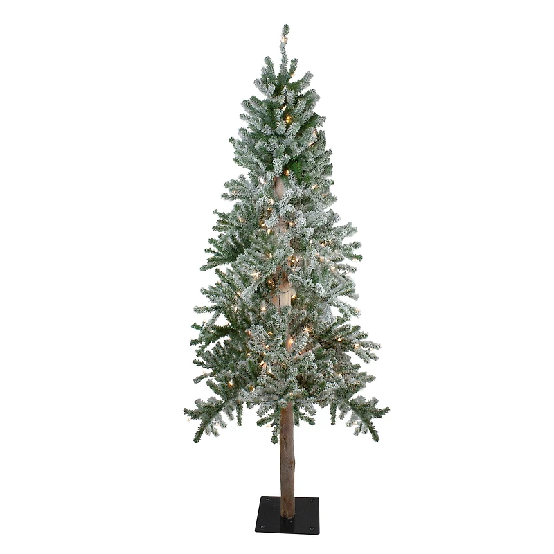 6ft. Pre-Lit Flocked Alpine Artificial Christmas Tree, Clear Lights