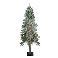 6ft. Pre-Lit Flocked Alpine Artificial Christmas Tree, Clear Lights