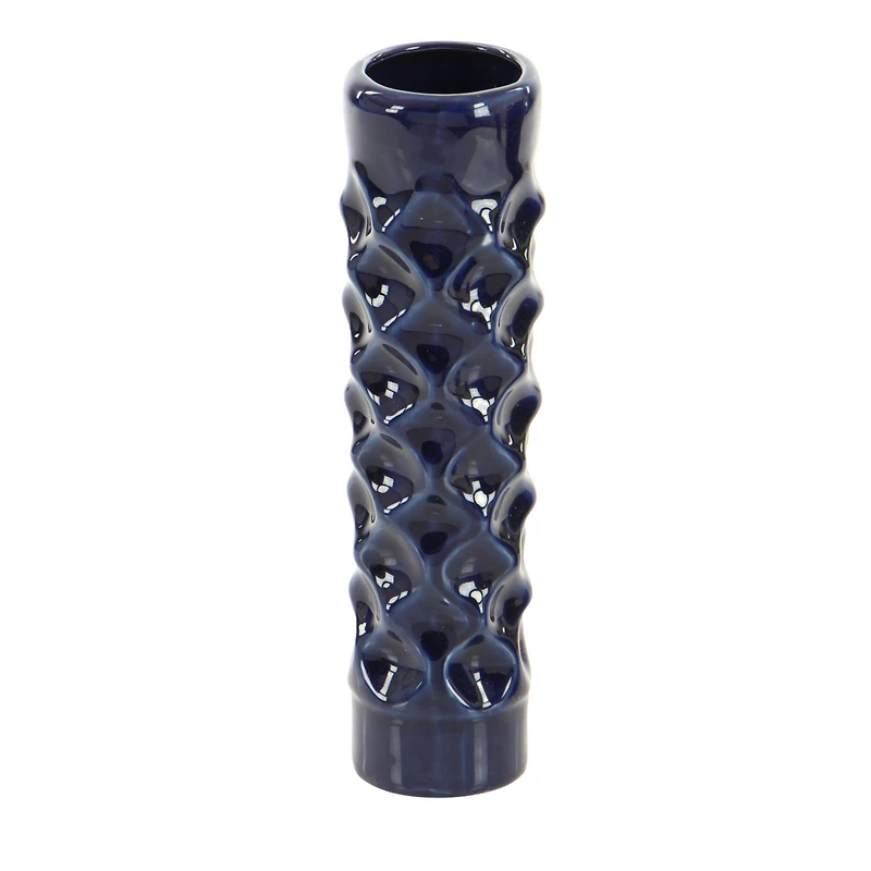 12" Dark Blue Stoneware Contemporary Vase Set
