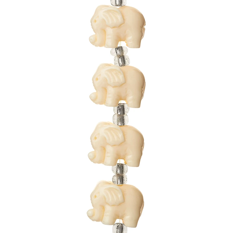 White Reconstituted Stone Elephant Beads, 15mm by Bead Landing™
