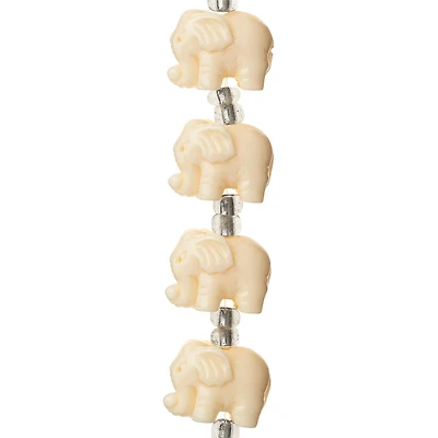 White Reconstituted Stone Elephant Beads, 15mm by Bead Landing™