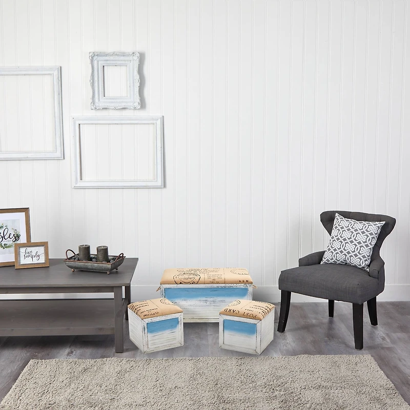 Ocean Breeze Storage Boxes, Bench and Seating Set