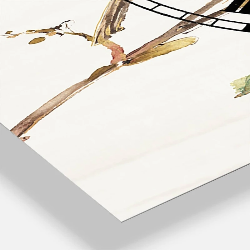 Designart Farmhouse Bird On Flower Branch Multipanel Wall Clock