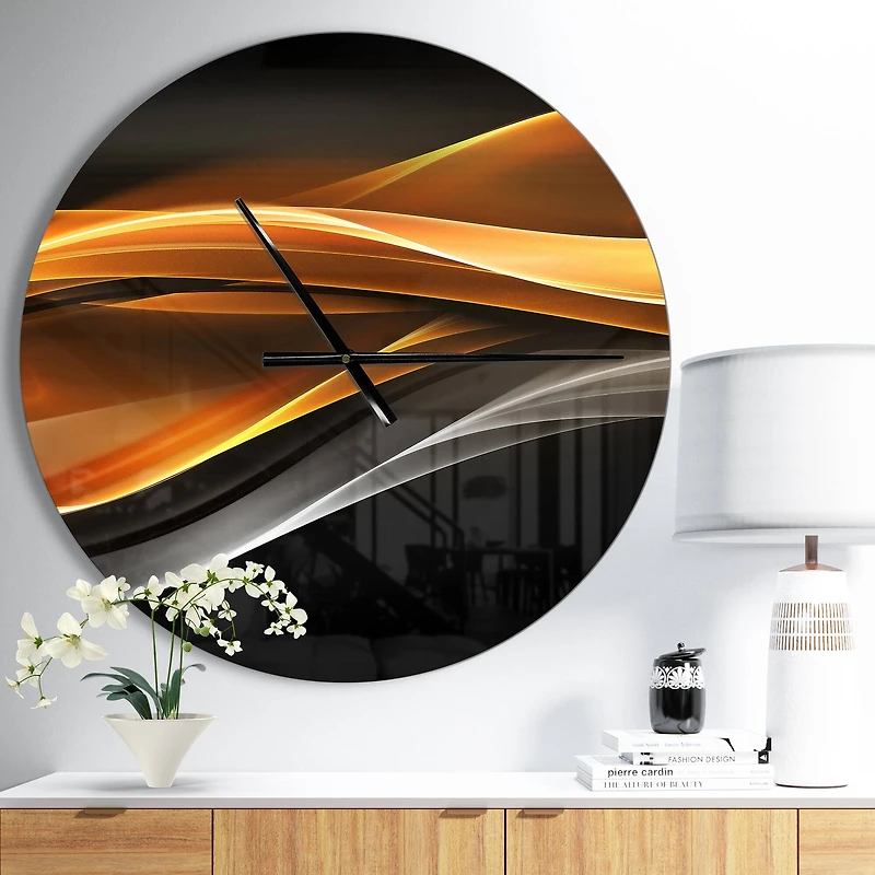 Designart 'Gold Silver Inward Lines Modern Wall Clock