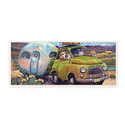 Stupell Industries Dogs Driving Camper Western Desert Adventure, 7" x 17"