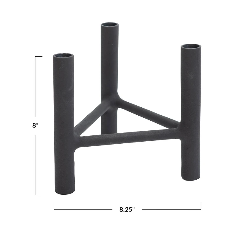 8'' Textured Metal 3 Taper Candle Holder