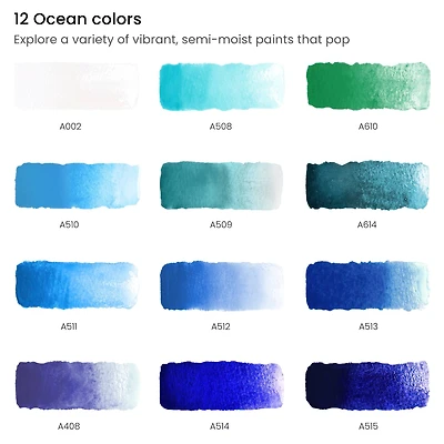 Arteza® Ocean Colors Watercolor Half Pan Set