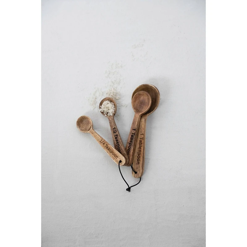 Hello Honey® Mango Wood Measuring Spoon Set in Printed Drawstring Bag