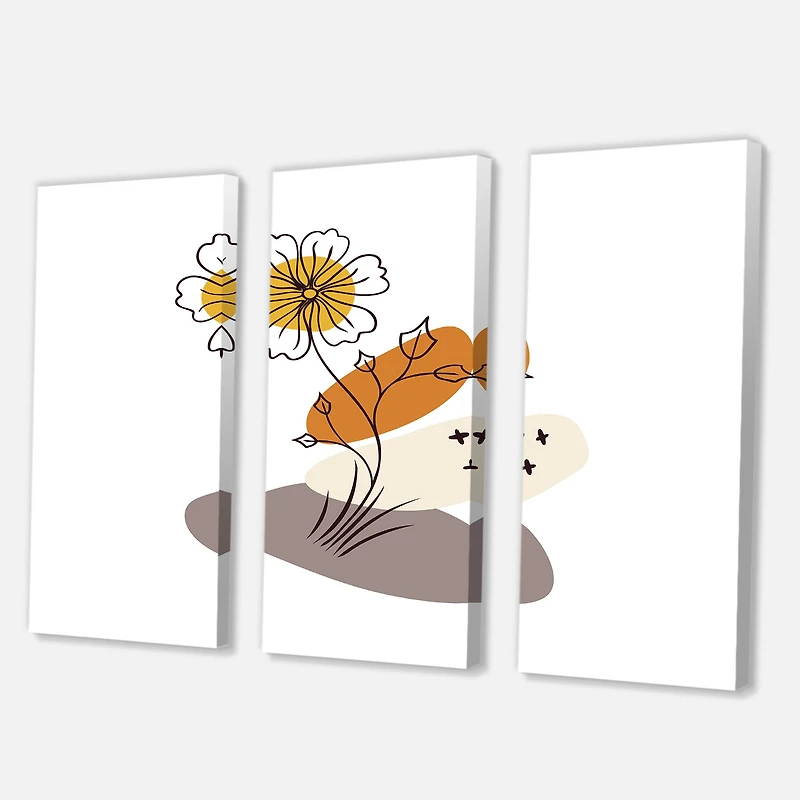 Designart - Abstract Flowers On Minimal Shapes I