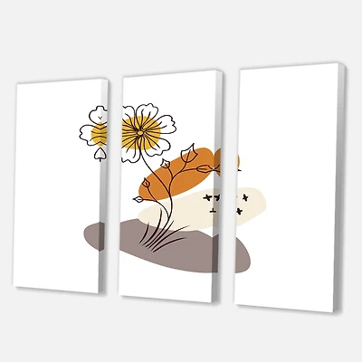 Designart - Abstract Flowers On Minimal Shapes I