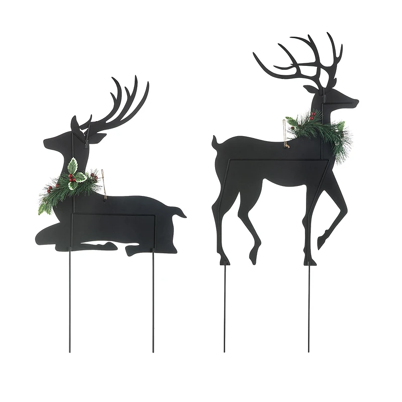 Glitzhome® Metal Reindeer Silhouette Yard Stake Set