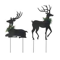 Glitzhome® Metal Reindeer Silhouette Yard Stake Set