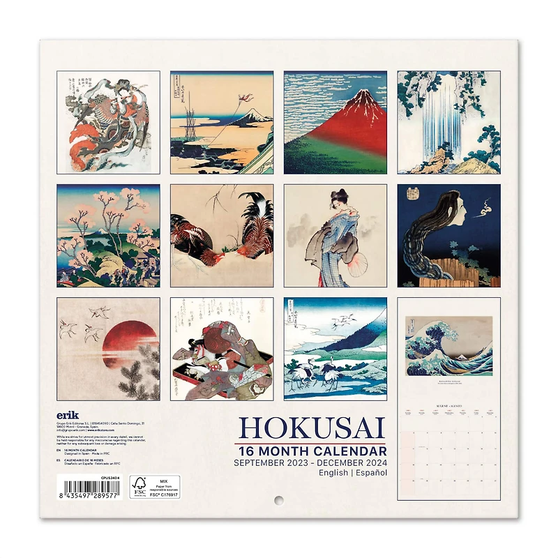 TF Publishing 2024 Japanese Art Bilingual Wall Calendar