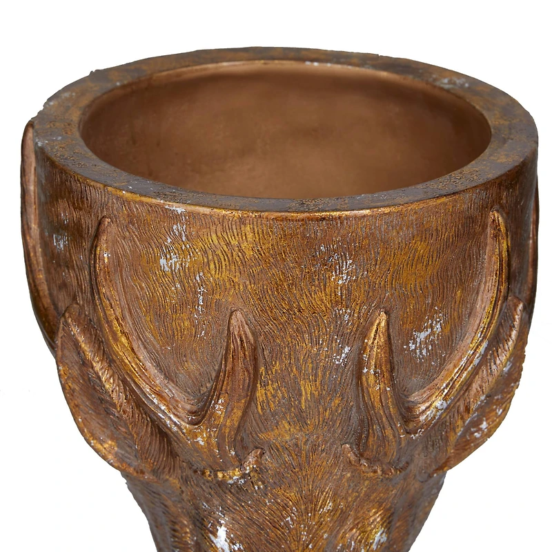Bronze Polystone Traditional Planter, 14" x 10" x 10"