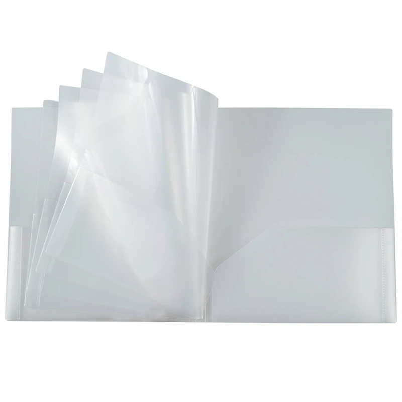 JAM Paper Clear Heavy Duty Plastic 10-Pocket Folder, 3ct.