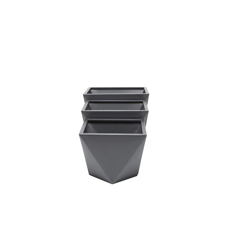 Grey Modern Planter, Set of 3" 18", 16", 15"