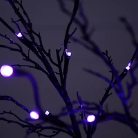 5ft. Orange & Purple LED Pre-Lit Halloween Deluxe Black Twig Artificial Fall Tree